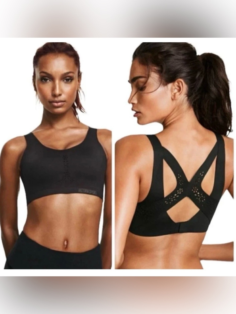 Victoria's Secret Black Seamless Laser-Cut Crossback Sports Bra
